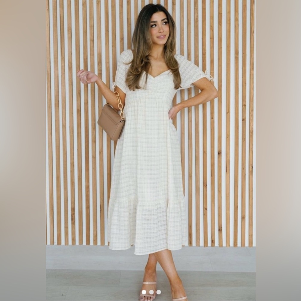 Landry Kate Kelsey Textured Midi Dress - White, Medium